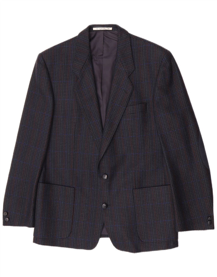 Angelo Litrico Herren-Blazer mit 2 Knöpfen, IT 50, groß, blau kariert, Schurwolle
