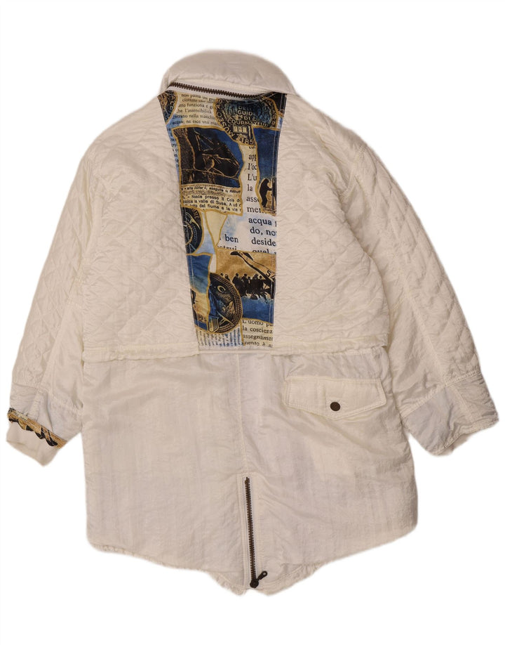 Vintage Herren-Windbreakerjacke mit Kapuze, EU 36, kleines weißes Polyamid