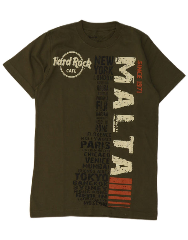 Hard Rock Cafe Herren Malta Graphic T-Shirt Top Medium Khaki Baumwolle