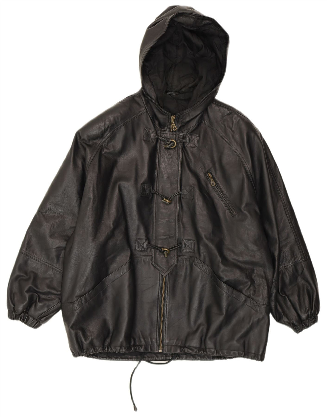 CONBIPEL Damen Übergroße Dufflejacke mit Kapuze IT 42 Mittelschwarzes Leder