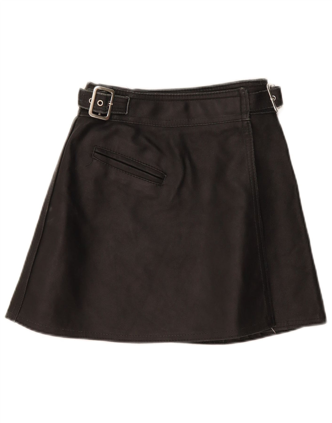 VINTAGE Damen Wickelrock aus Leder W22 2XS Schwarz