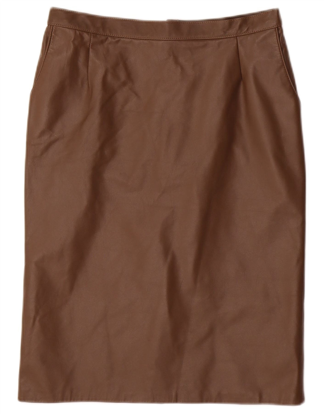 VINTAGE Damen Midi-Bleistiftrock W28 Mittelbraun