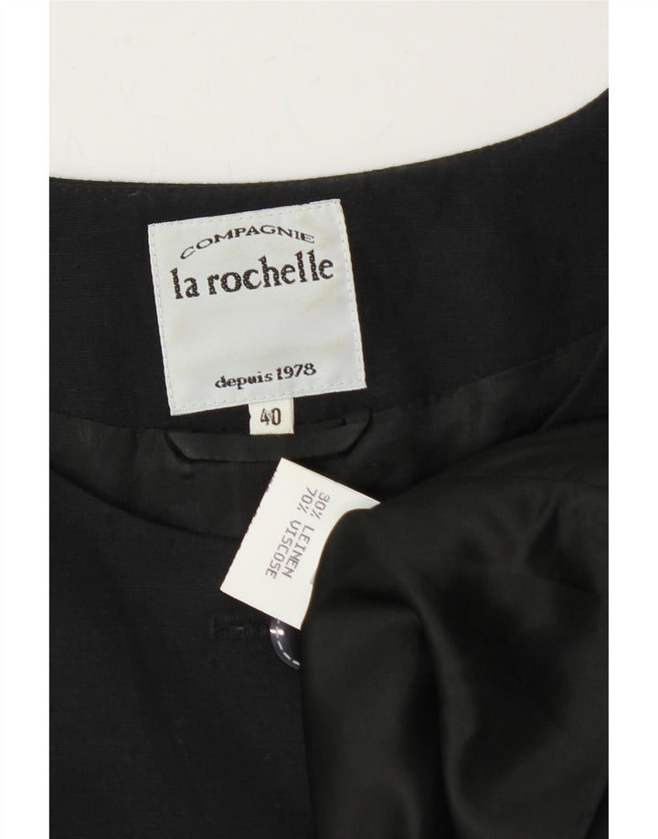 LA ROCHELLE Womens Short Sleeve 5 Button Blazer Jacket EU 40 Medium Black Vintage La Rochelle and Second-Hand La Rochelle from Messina Hembry 