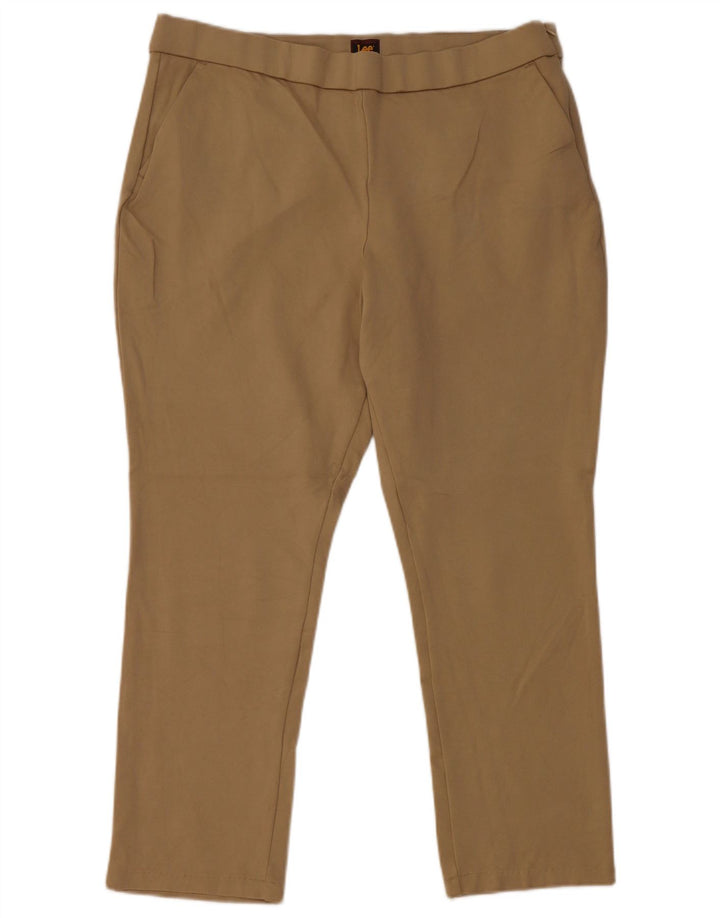 LEE Damen Slim Cropped-Hose US 14 XL W36 L25 Beige Rayon