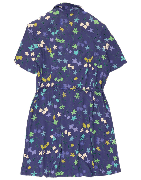Schneberger Damen Kurzarm-Hemdkleid UK 18 XL Blau geblümt