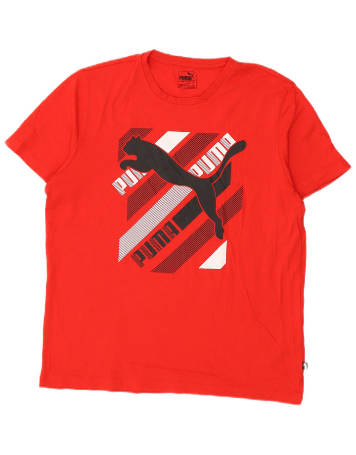 Puma Herren Grafik T-Shirt Top Große rote Baumwolle