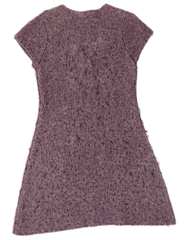 White Stuff Damen-Pulloverkleid mit kurzen Ärmeln, UK 14, mittelviolett gefleckt