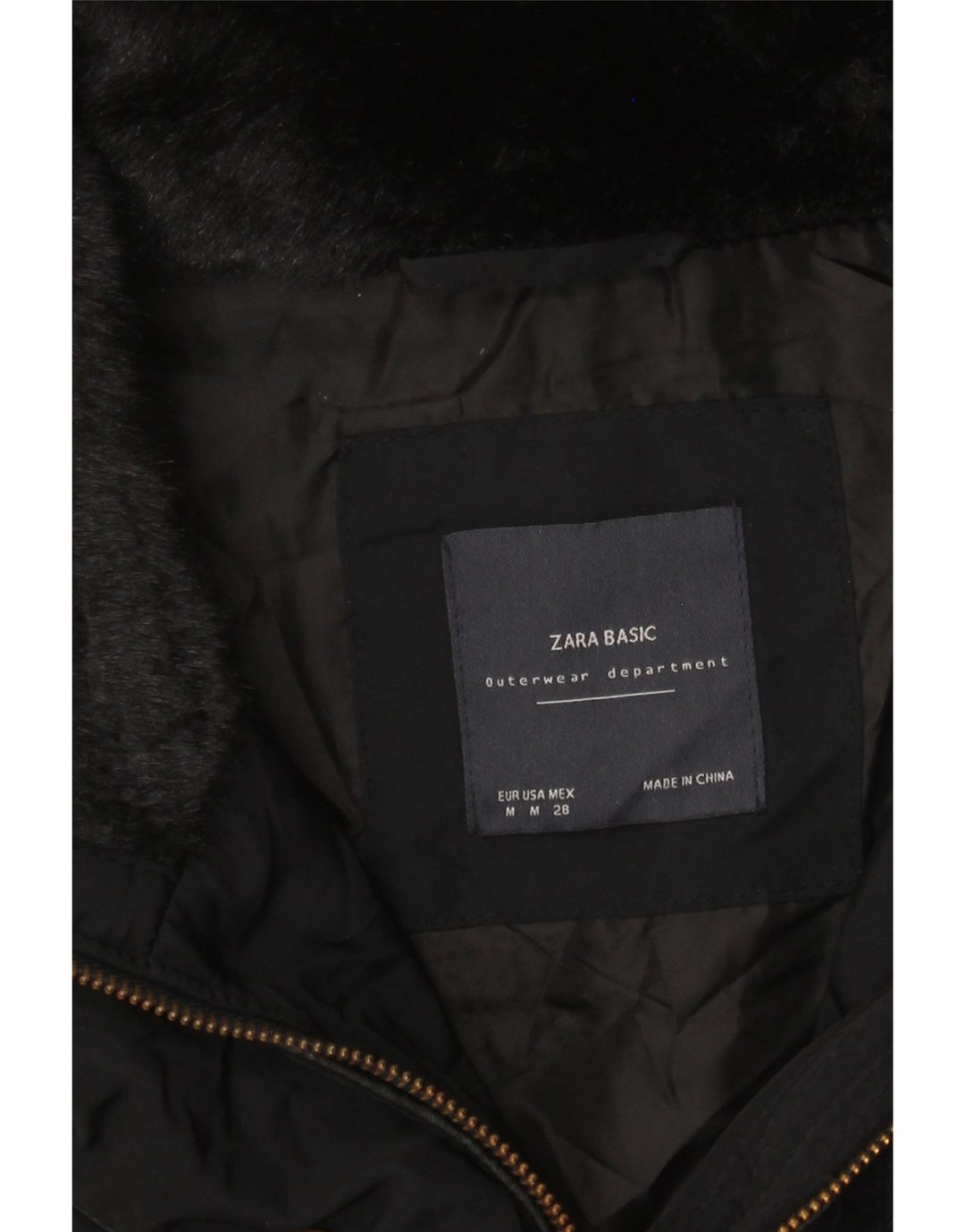 Zara Damen gepolsterter Mantel UK 14 Medium Schwarz