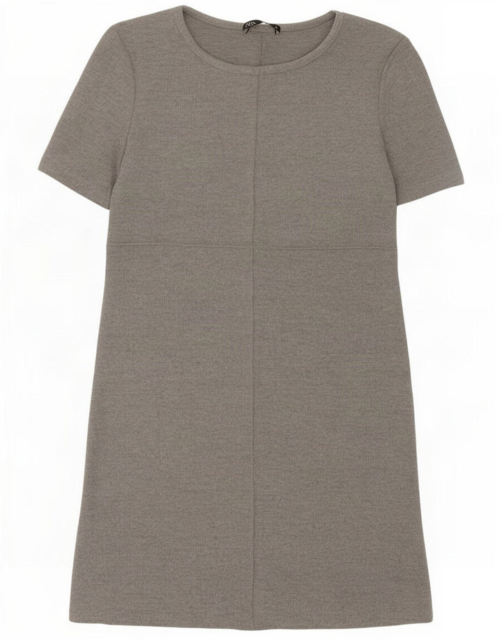 Zara Damen Basic Kleid UK 8 Small Grau Polyester