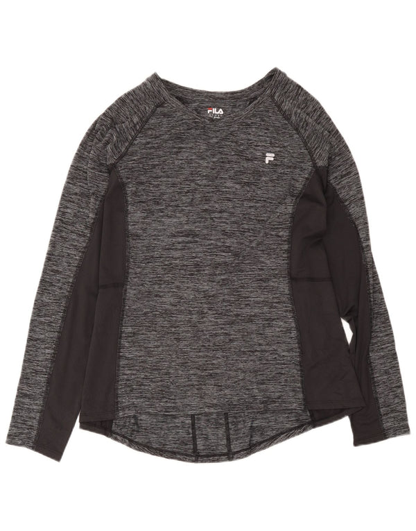 Fila Damen Top Langarm UK 20 2XL Grau meliert Polyester Sport