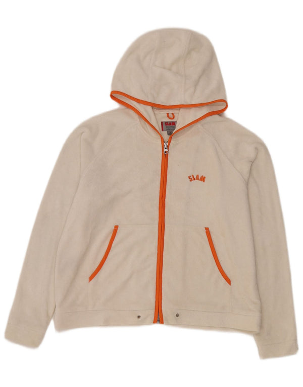 Slam Damen-Fleece-Kapuzenpullover mit Reißverschluss, übergroß, Gr. 10, Größe S, Weiß, Polyester
