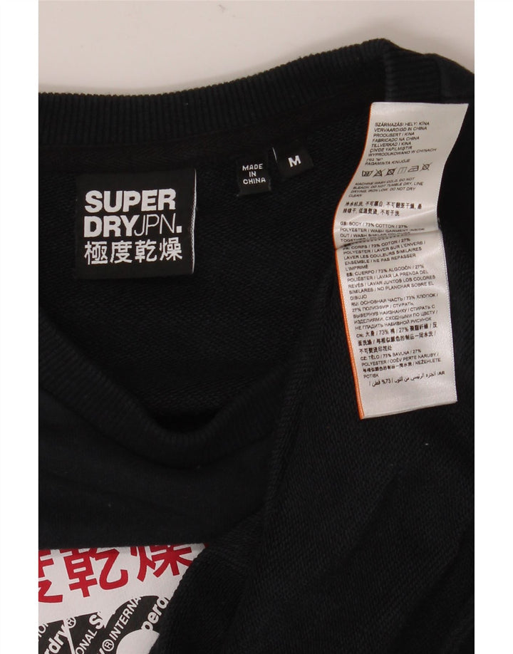 Superdry Herren Grafik-Sweatshirt-Pullover aus mittelschwarzer Colourblock-Baumwolle