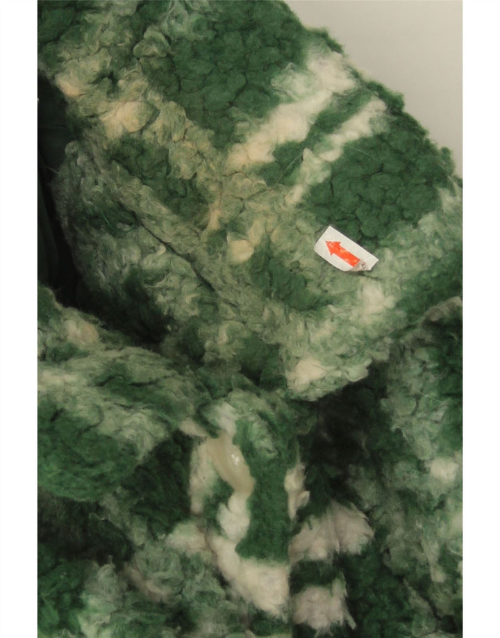 Übergroße Fleecejacke für Damen von Zara, UK 14, groß, grün kariert, Polyester