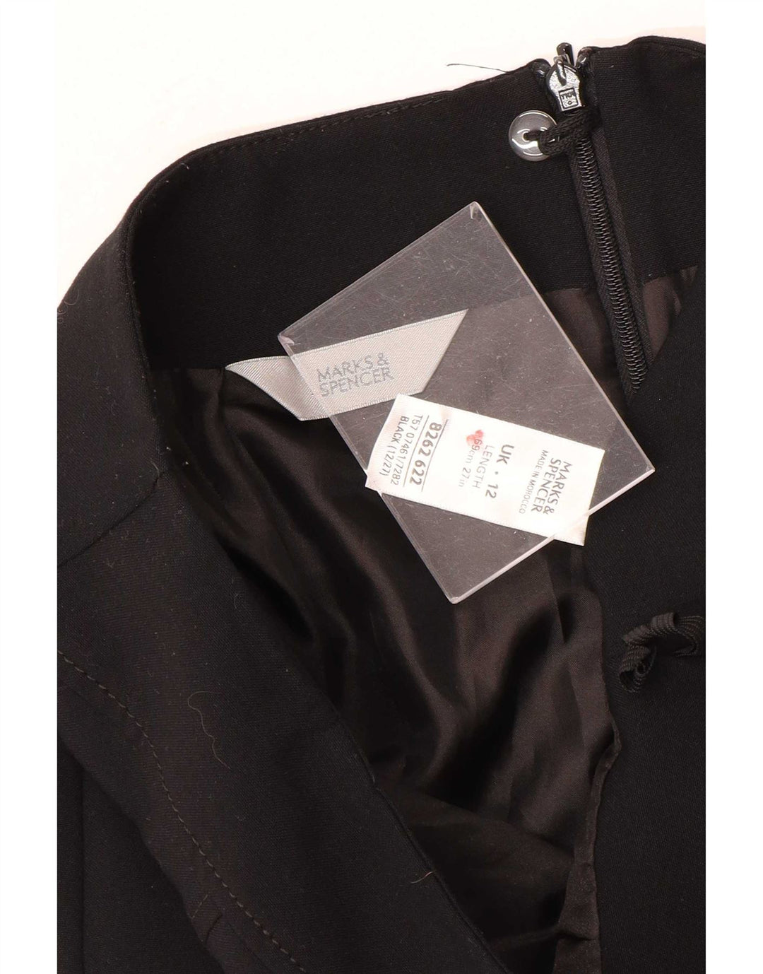 Marks & Spencer Damen gerader Rock UK 12 Medium W30 Schwarz Polyester