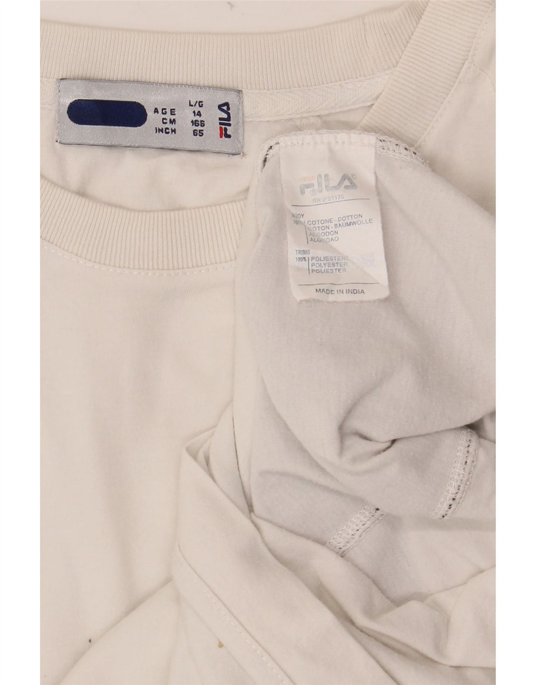 FILA T-Shirt-Oberteil für Jungen, 13–14 Jahre, weiße Colourblock-Baumwolle