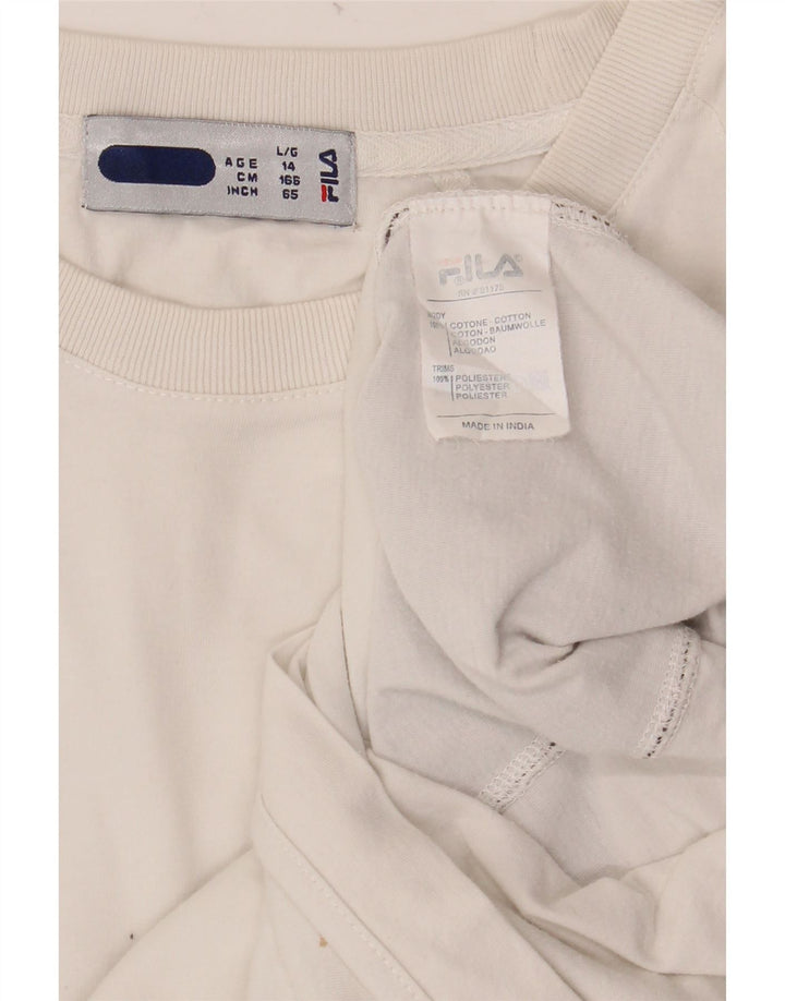FILA T-Shirt-Oberteil für Jungen, 13–14 Jahre, weiße Colourblock-Baumwolle
