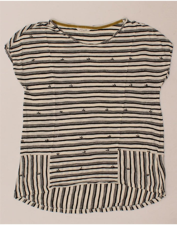 WHITE STUFF Womens T-Shirt Top UK 12 Medium  Black Striped Viscose Vintage White Stuff and Second-Hand White Stuff from Messina Hembry 
