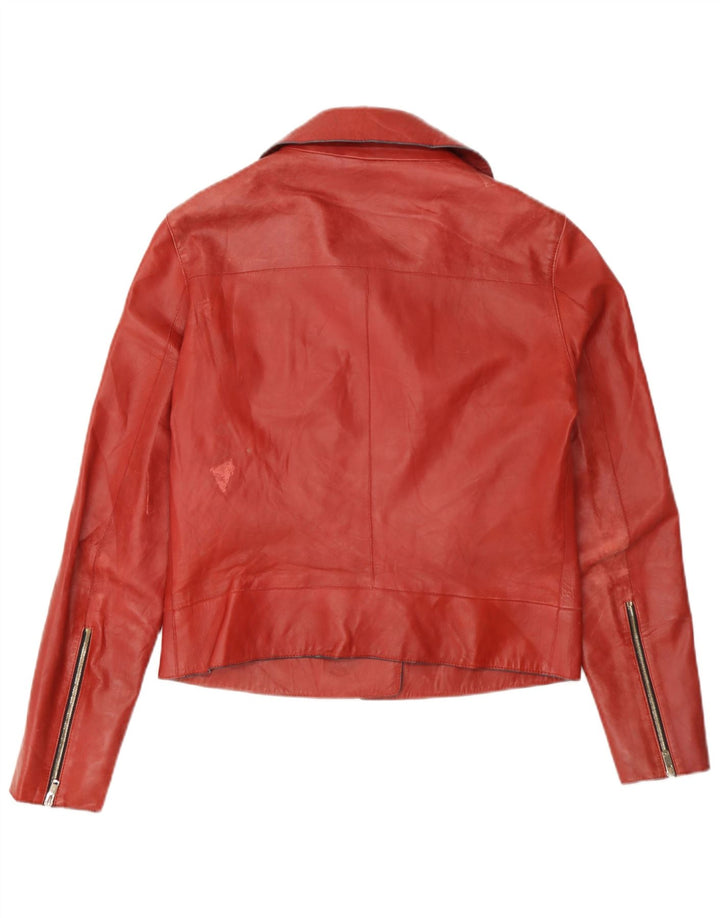 Massimo Dutti Herren-Leder-Bikerjacke, UK 36, kleines rotes Leder