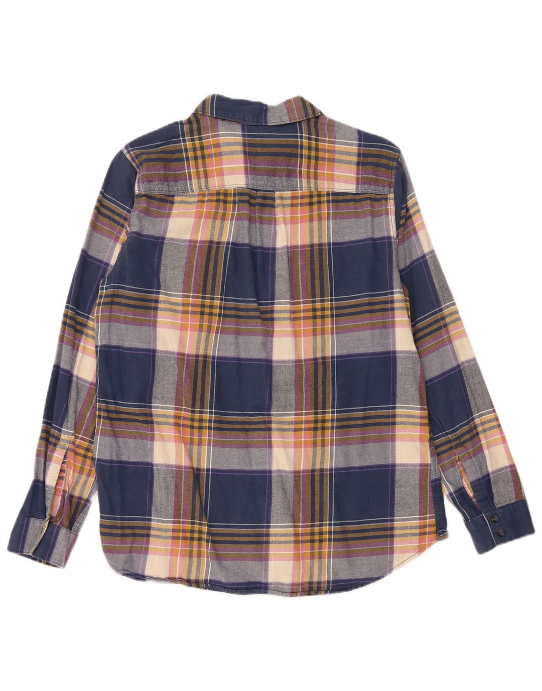 EDDIE BAUER Womens Classic Fit Flannel Shirt UK 14 Medium Navy Blue Check