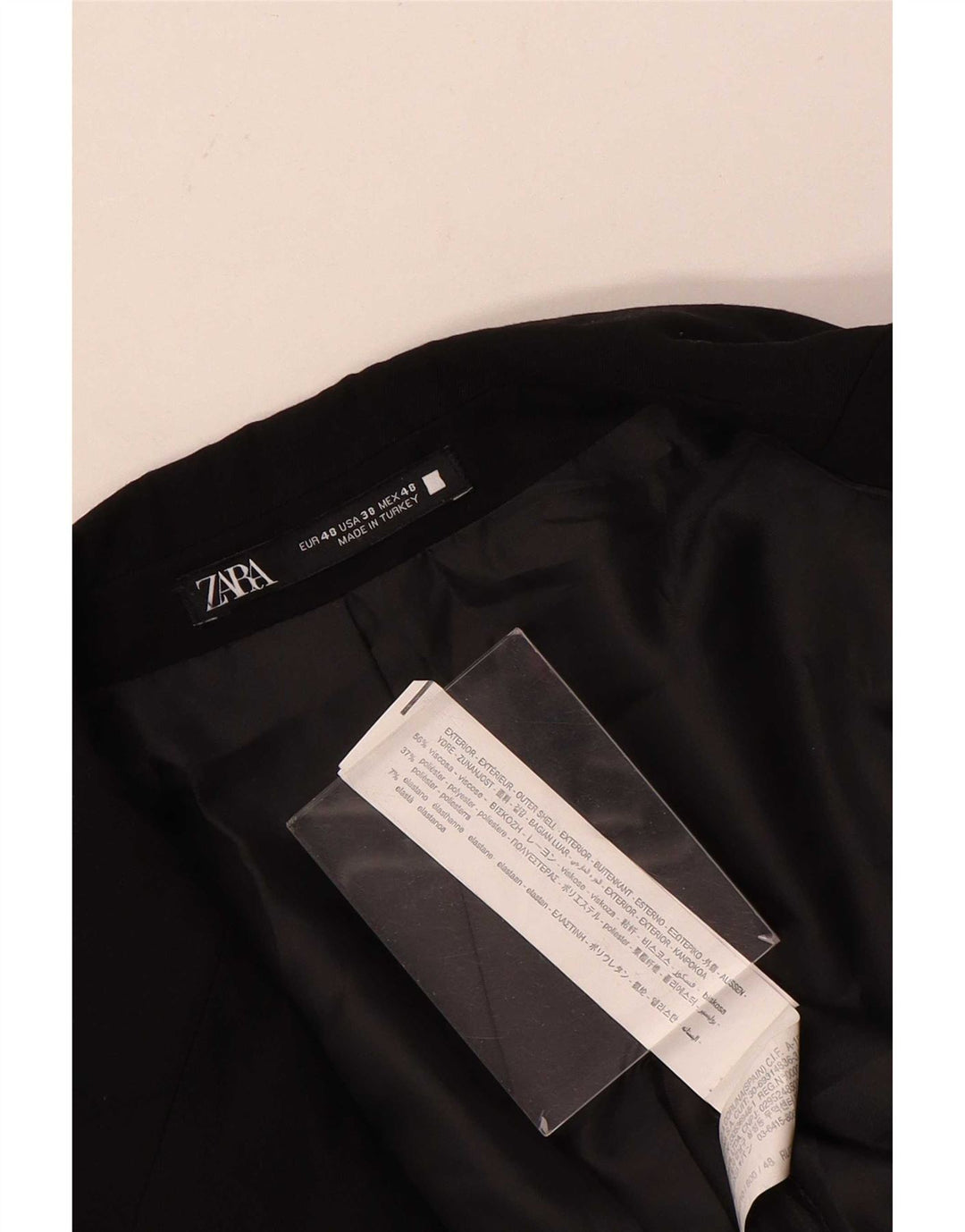 Zara Herren-Blazer mit 2 Knöpfen, EU 48, mittelschwarze Viskose