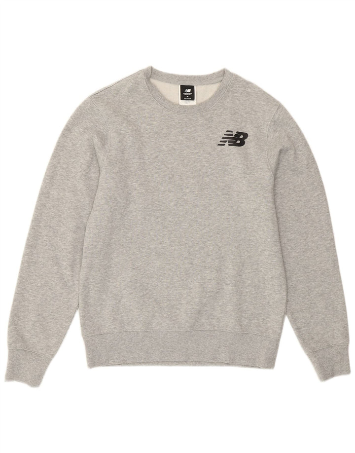 New Balance Herren-Sweatshirt-Pullover aus mittelgrauer Baumwolle
