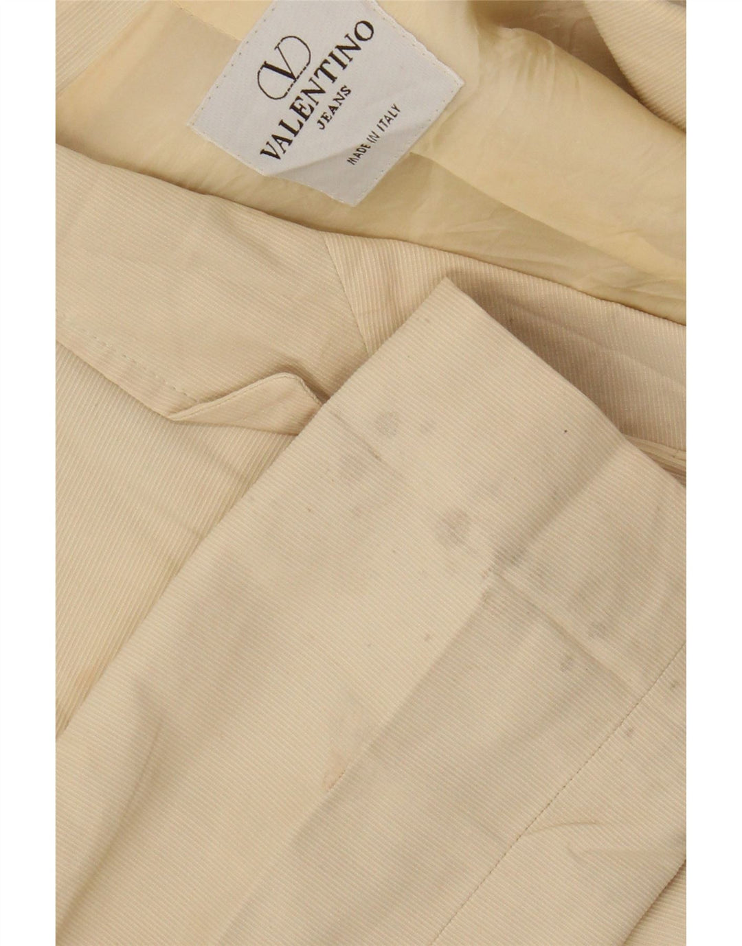 Valentino Damen-Blazerjacke mit 3 Knöpfen, IT 40, kleine beige Nadelstreifen
