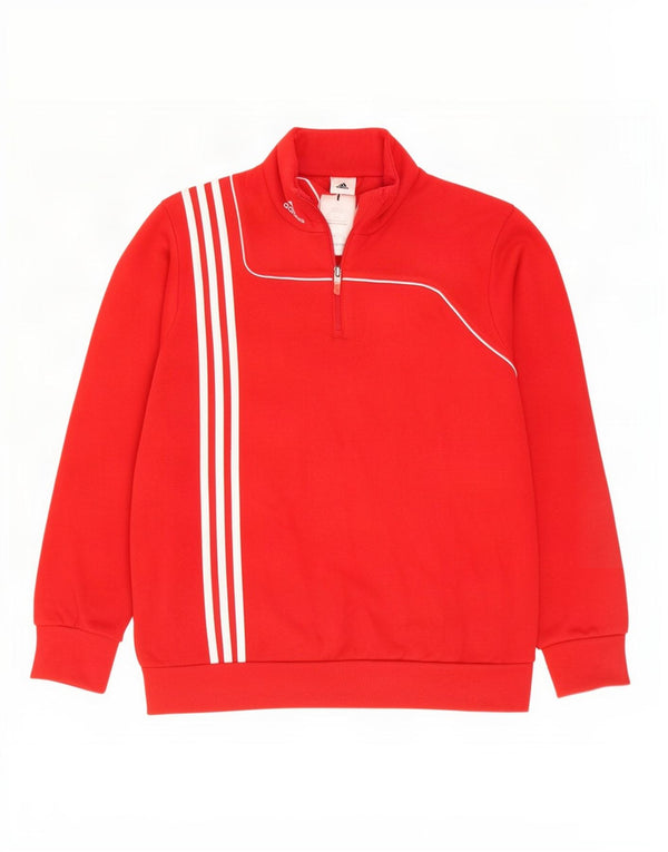 Adidas Herren-Sweatshirt mit Reißverschluss am Hals, groß, aus roter Baumwolle