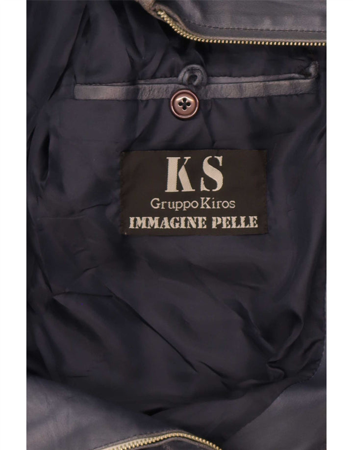 Kiros Herren Lederjacke IT 52 XL Marineblau