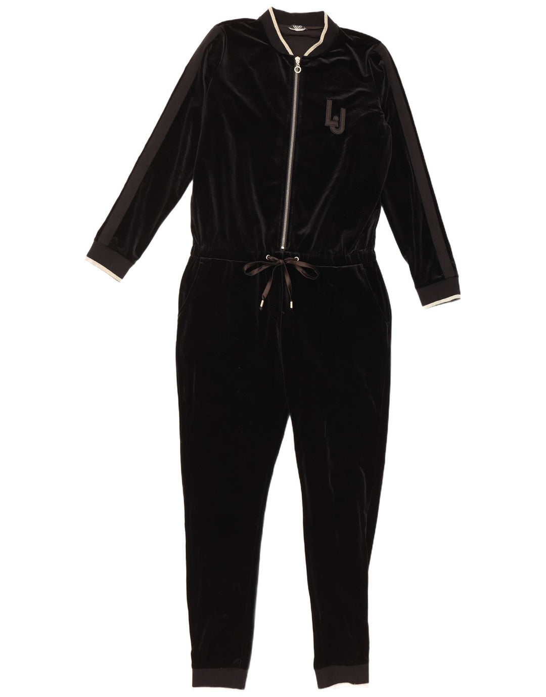 Liu Jo Damen-Jumpsuit aus Samt mit langen Ärmeln, Größe 44, mittelschwarz