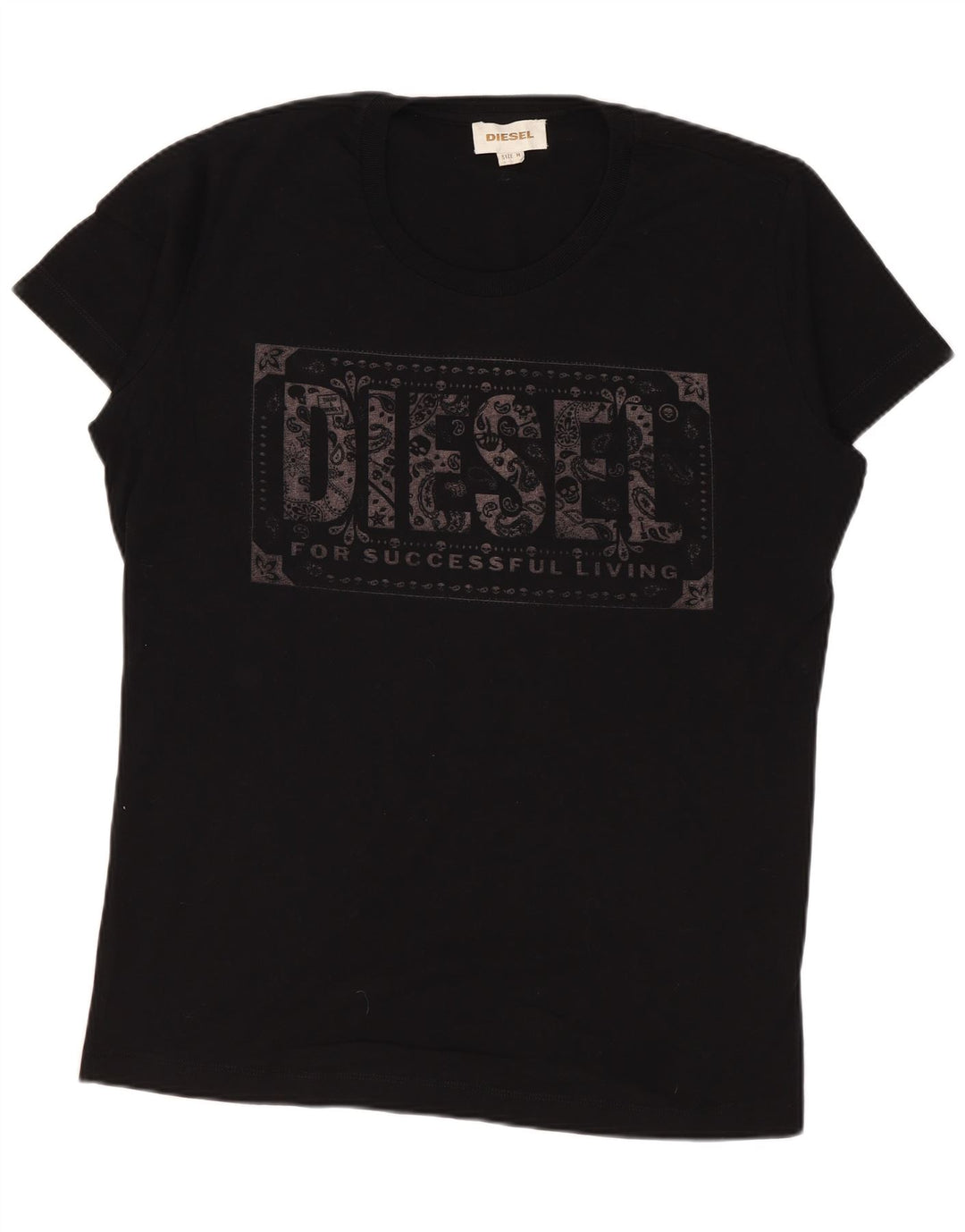 DIESEL Herren Grafik-T-Shirt-Oberteil aus mittelschwarzer Baumwolle