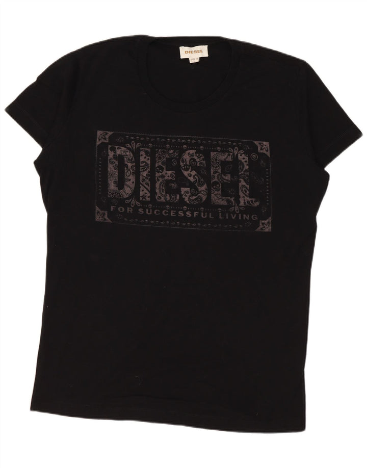 DIESEL Herren Grafik-T-Shirt-Oberteil aus mittelschwarzer Baumwolle