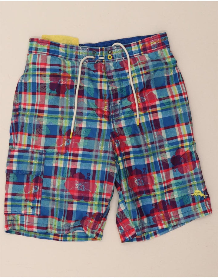 Tommy Bahama Herren-Badeshorts, klein, blau kariert