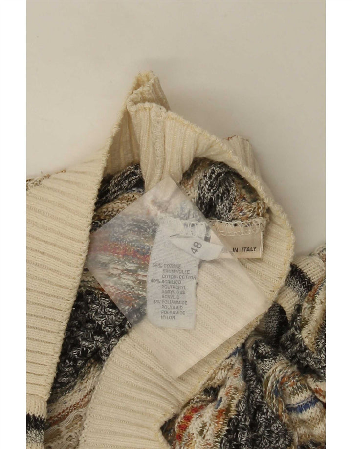 Vintage Herren Cardigan Pullover IT 48 Medium Mehrfarbig Fair Isle Baumwolle