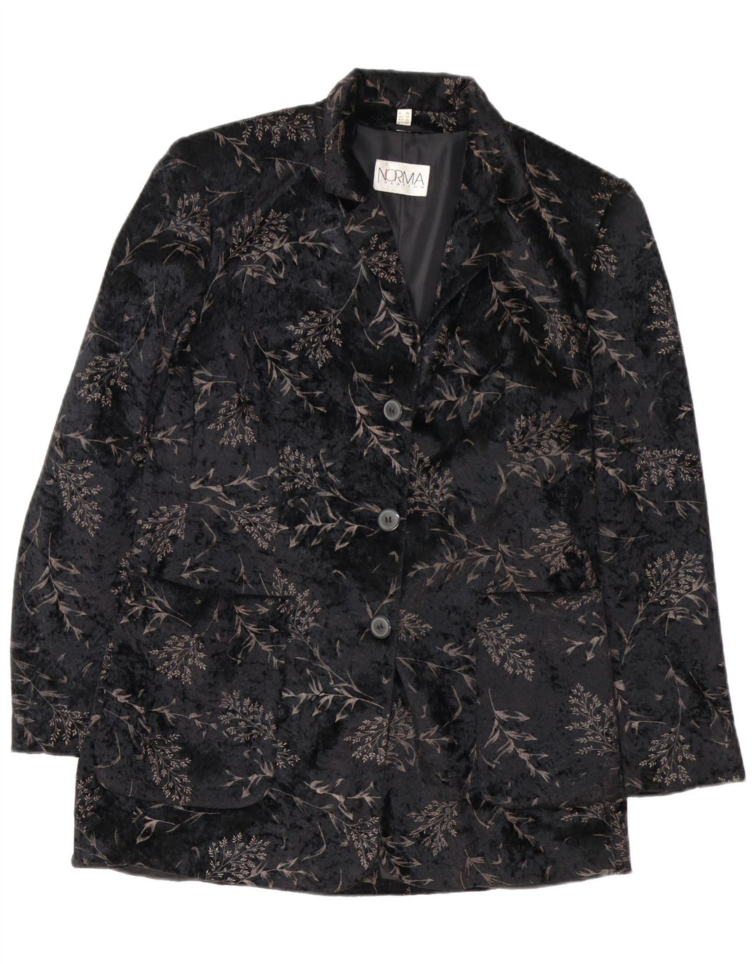 NORMA Damen Longline 3-Knopf-Blazerjacke UK 10 Small Black Floral