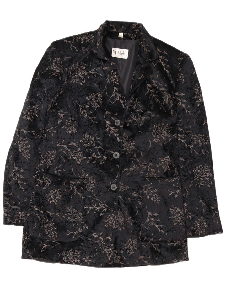 NORMA Damen Longline 3-Knopf-Blazerjacke UK 10 Small Black Floral