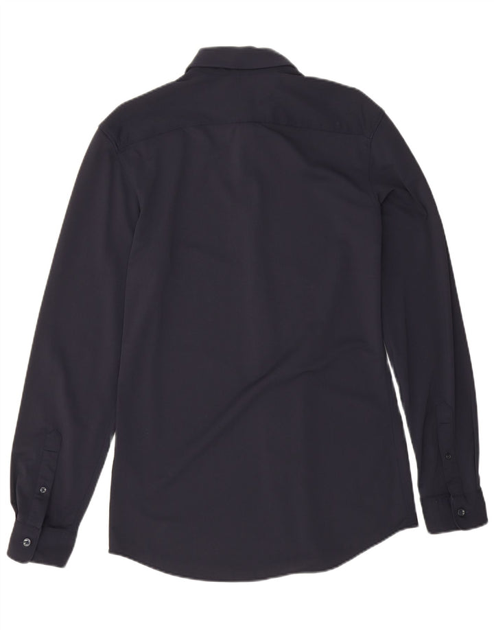 Zara Herren Slim Fit Hemd Medium Marineblau Polyamid