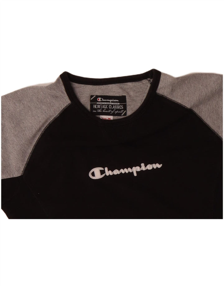 CHAMPION Damen Heritage Classics Graphic T-Shirt Top UK 12 Medium Schwarz
