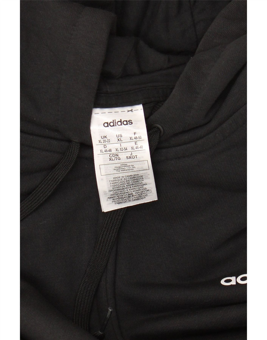 ADIDAS Damen Zip Hoodie Pullover UK 20/22 XL Schwarz Baumwolle