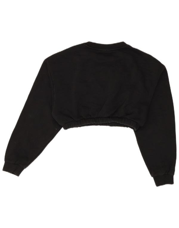 Adidas Damen Graphic Crop Sweatshirt Pullover UK 8 Small Schwarz Baumwolle