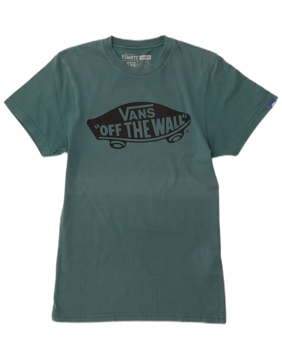 VANS Herren Custom Fit Grafik T-Shirt Top XS Grüne Baumwolle