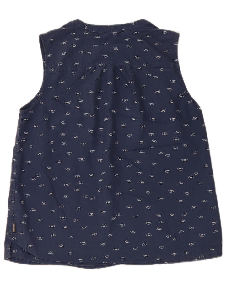 EDDIE BAUER Damen ärmelloses Blusenoberteil UK 10 Small Marineblau gepunktet