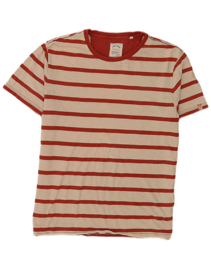 Fat Face Herren-T-Shirt-Oberteil aus mittelbeiger, gestreifter Baumwolle