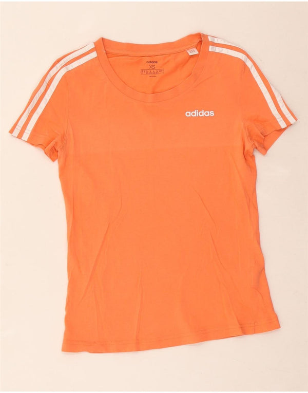 Adidas Damen T-Shirt Top UK 4/6 XS Orange Baumwolle