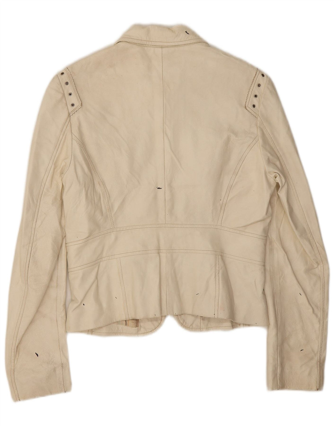 Conbipel Damen Crop Lederjacke IT 44 Mittelweißes Leder