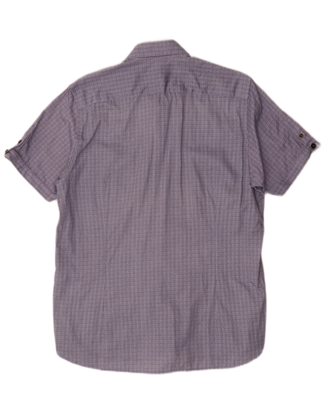 Ted Baker Herren-Kurzarmhemd, Größe 4, groß, marineblau, geometrische Baumwolle