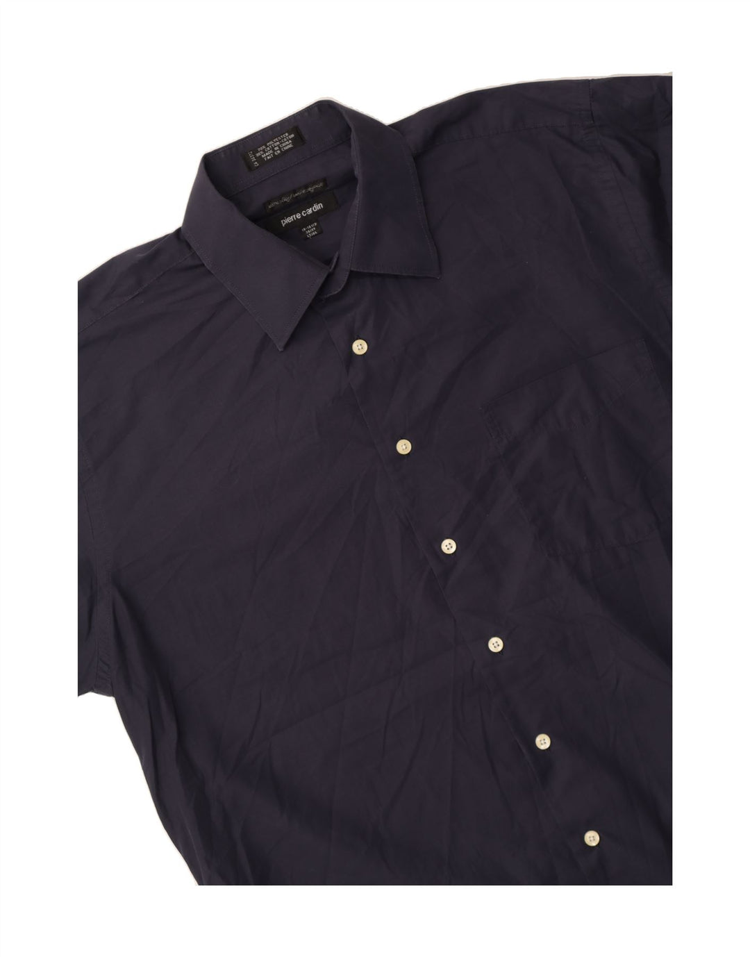 PIERRE CARDIN Mens Shirt Size 16  1/2 Large Navy Blue Polyester Vintage Pierre Cardin and Second-Hand Pierre Cardin from Messina Hembry 