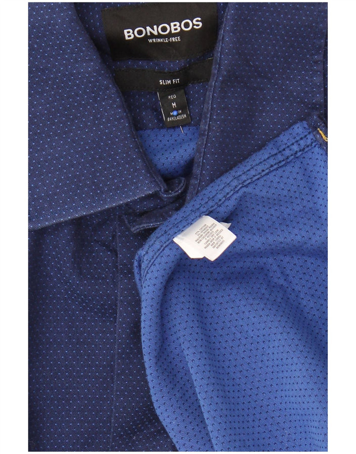 BONOBOS Slim-Fit-Hemd für Herren, mittelmarineblau gepunktete Baumwolle
