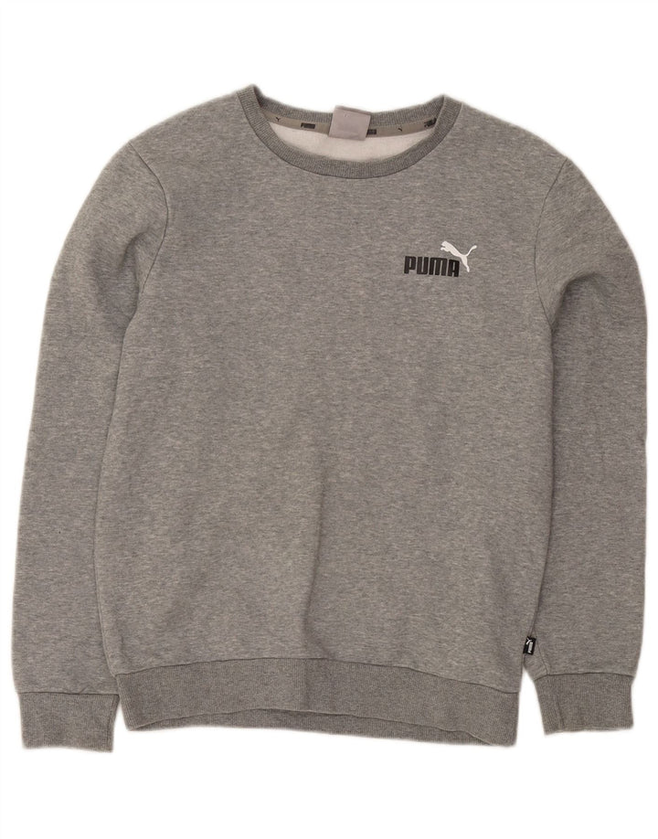 Puma Damen-Sweatshirt in Übergröße, Gr. 6, XS, grau gefleckte Baumwolle