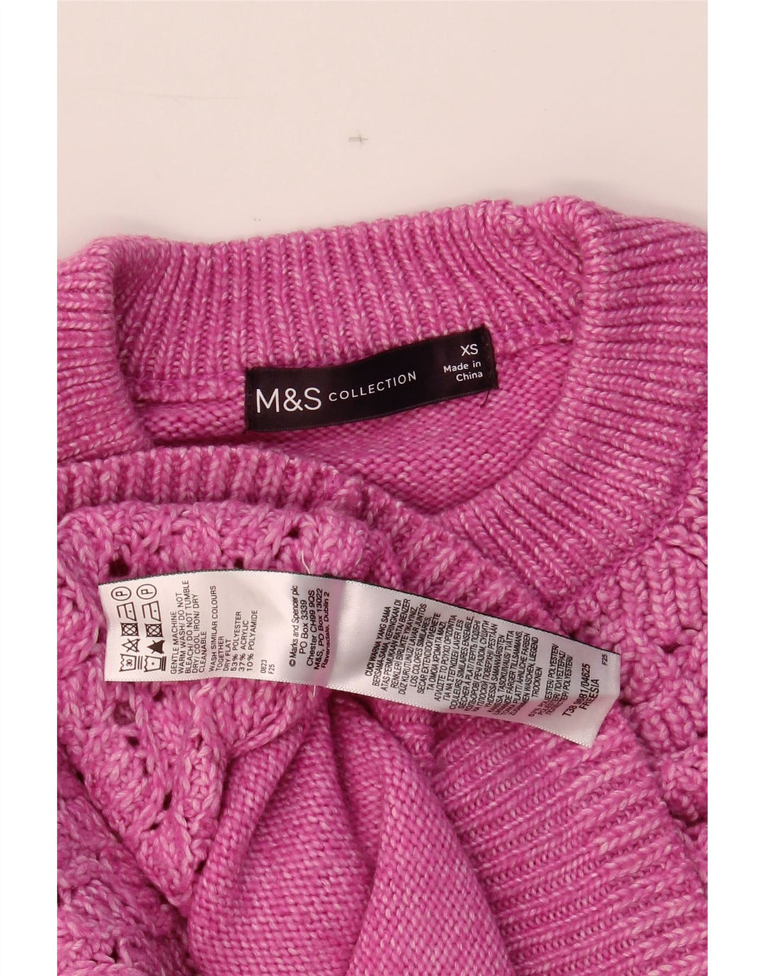 MARKS & SPENCER Womens Oversized Crew Neck Jumper Sweater UK 6 XS Pink Vintage Marks & Spencer and Second-Hand Marks & Spencer from Messina Hembry 