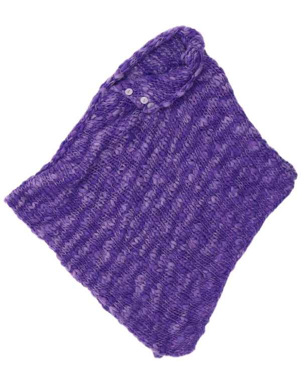 Vintage Damen Poncho Pullover Einheitsgröße Lila meliert
